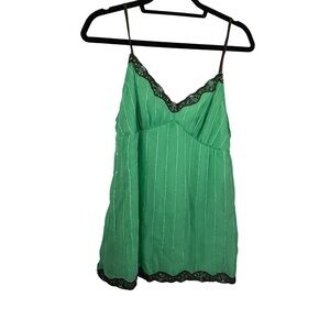 Green & Brown Lace Trim Cami Top